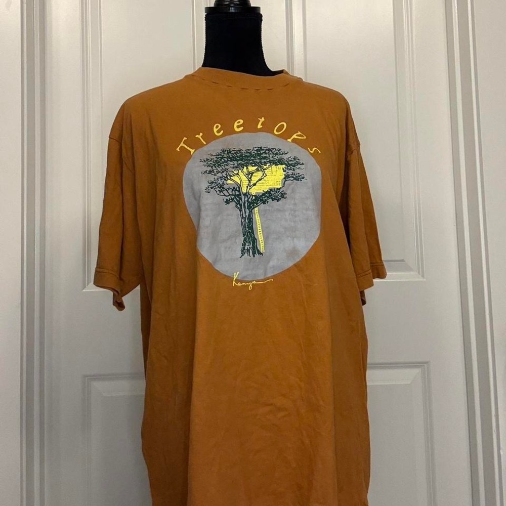 Vintage Makena Tree Tops Graphic Tee Made in Kenya Brown Nature Shirt Large